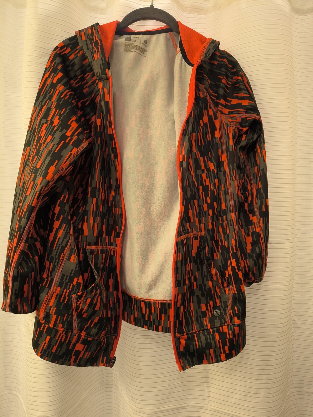 Xersion Black & Orange Kids' Hooded Raincoat with Pixel Print